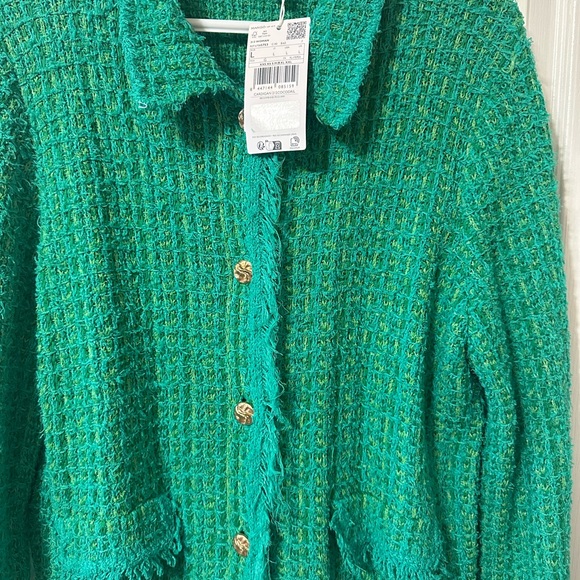 Mango Vibrant Green Tweed Cardigan - Picture 2 of 2